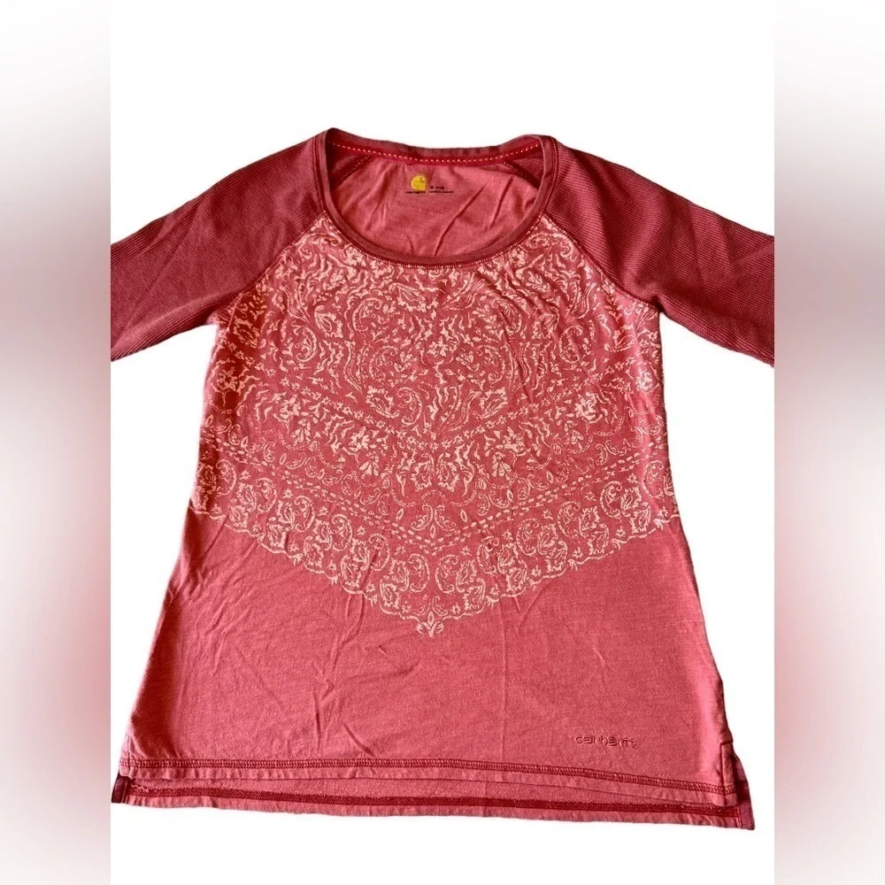 Carhartt Womens Scoop Neck Half Sleeve Size S 4-6 - Picture 1 of 5
